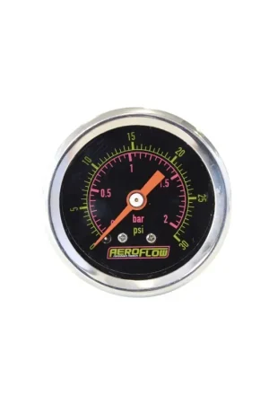 Final Sale Aeroflow 1 1/2" 0-30 PSI Pressure Gauge - Black Face/White Pointer
