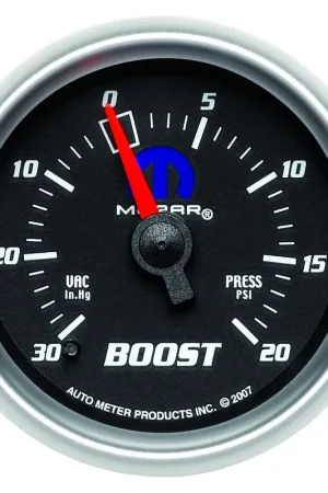 Autometer 2-1/16" Boost/Vacuum 30 In HG/20 PSI Mechanical Black Mopar Wholesale