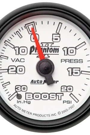 Autometer 2-1/16" Boost/Vacuum 30 In HG/20 PSI Mechanical Phantom II Modern