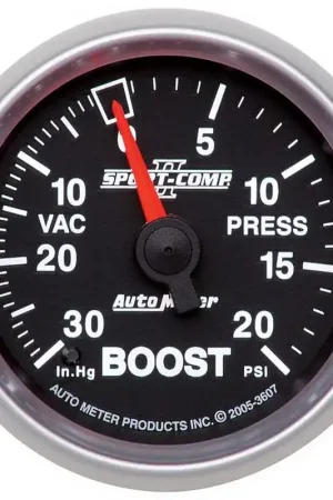 Autometer 2-1/16" Boost/Vacuum 30 In HG/20 PSI Mechanical Sport-Comp II New Arrival