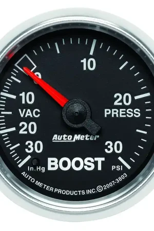 Autometer 2-1/16" Boost/Vacuum 30 In HG/30 PSI Mechanical GS Professional Grade