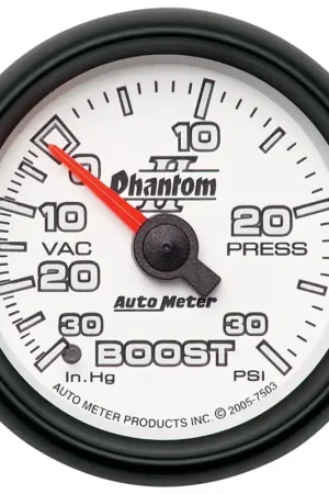 Autometer 2-1/16" Boost/Vacuum 30 In HG/30 PSI Mechanical Phantom II Trusted Brand