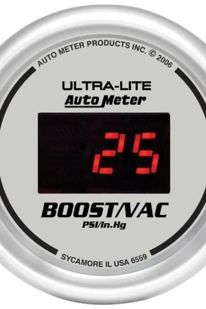 New Release Autometer 2-1/16" Boost/Vacuum 30 In HG/30 PSI Ultra-Lite Digital