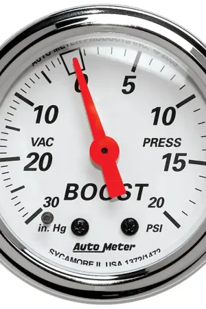 Autometer 2-1/16" Boost/Vacuum 30 In. HG/20 PSI Mechanical Arctic White Buy Online
