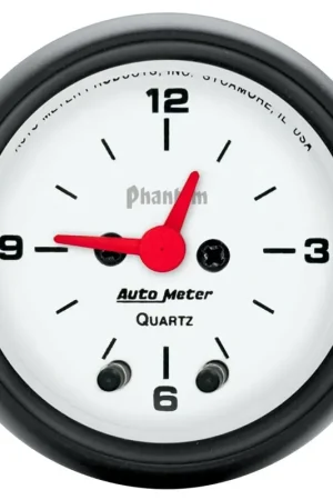 Handmade Autometer 2-1/16" Clock 12 Hour Phantom