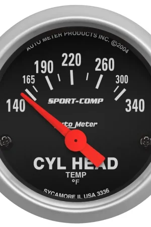 Reduced Price Autometer 2-1/16" Cylinder Head Temperature 140-340 °F Air-Core Sport-Comp