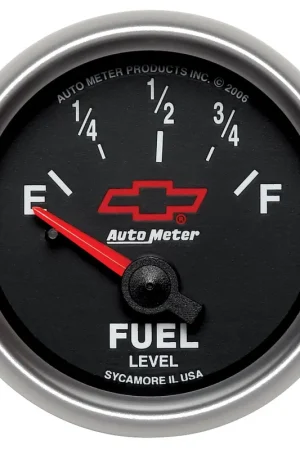 Brand New Autometer 2-1/16" Fuel Level 0-90 ohm Air-Core Bowtie Chevy Red Bowtie