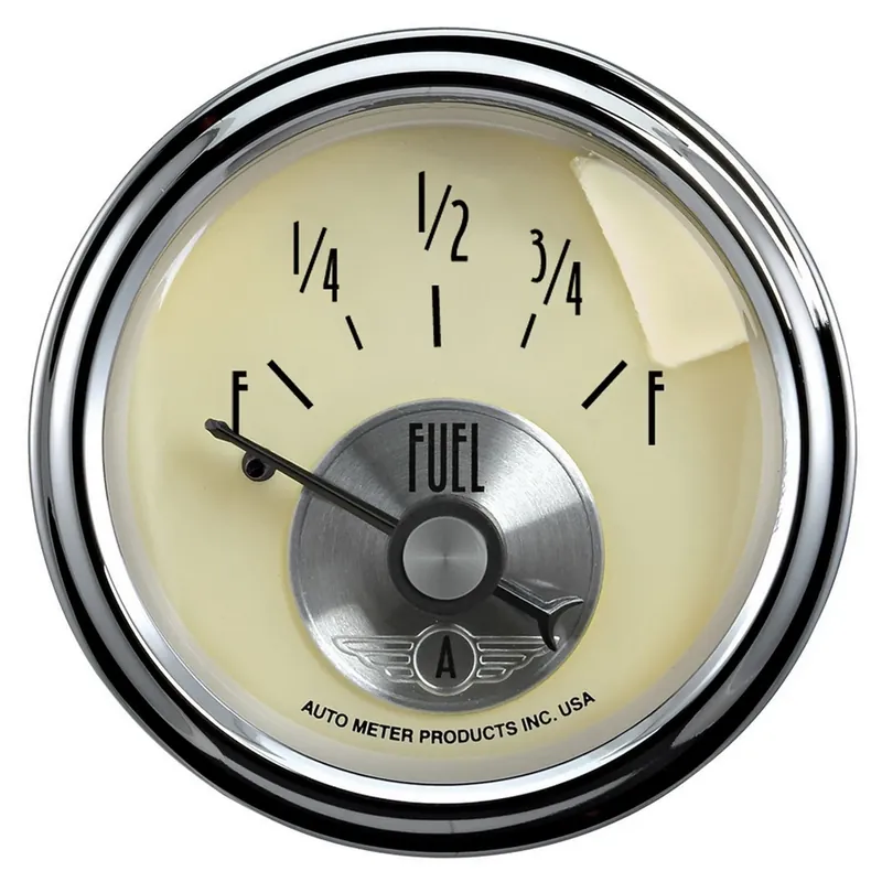 Order Now Autometer 2-1/16" Fuel Level 240- 33 ohm Air-Core SSE PRES Antique Ivory