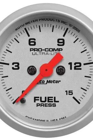 High Quality Autometer 2-1/16" Fuel Pressure 0-15 PSI Stepper Motor Ultra-Lite