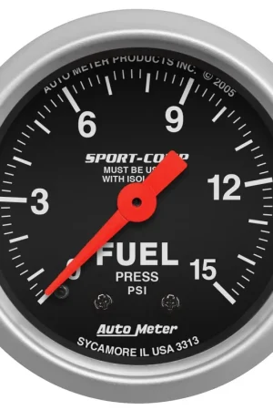 Affordable Autometer 2-1/16" Fuel Pressure w/Isolator 0-15 PSI Mechanical Sport-Comp