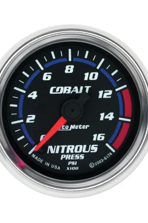 Autometer 2-1/16" Nitrous Pressure 0-1600 PSI Stepper Motor Cobalt Authentic