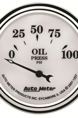 Autometer 2-1/16" Oil Pressure 0-100 PSI Air-Core Old-Tyme White II Secure Checkout