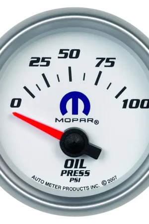 Autometer 2-1/16" Oil Pressure 0-100 PSI Air-Core White Mopar Free Delivery