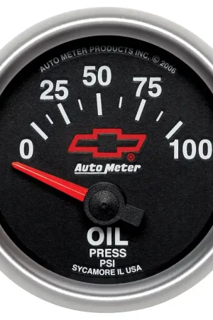 Autometer 2-1/16" Oil Pressure 0-100 PSI Chevy Red Bowtie Big Sale