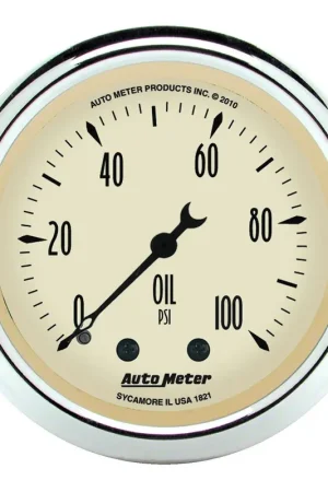 Buy Online Autometer 2-1/16" Oil Pressure 0-100 PSI Mechanical Antique Beige