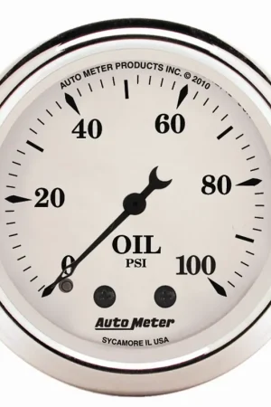 Autometer 2-1/16" Oil Pressure 0-100 PSI Mechanical Old-Tyme White High Quality