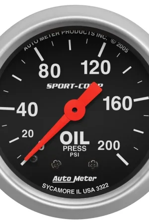Autometer 2-1/16" Oil Pressure 0-200 PSI Mechanical Sport-Comp New Arrival