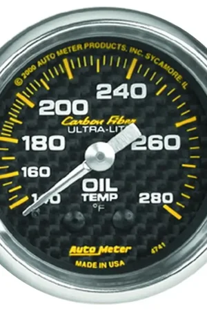 Autometer 2-1/16" Oil Temperature 140-280 °F 6 Ft. Mechanical Carbon Fiber Markdown
