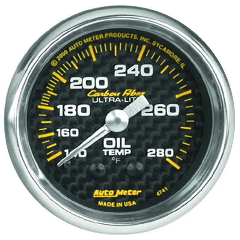 Autometer 2-1/16" Oil Temperature 140-280 °F 6 Ft. Mechanical Carbon Fiber Markdown