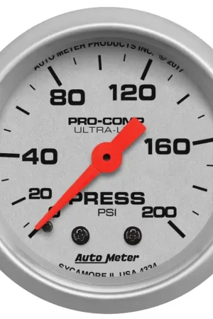 Big Sale Autometer 2-1/16" Pressure 0-200 PSI Mechanical Ultra-Lite