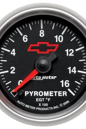 Brand New Autometer 2-1/16" Pyrometer 0-1600 °F Chevy Red Bowtie