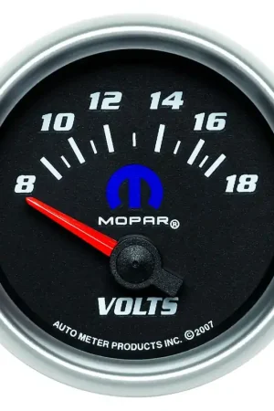 Autometer 2-1/16" Voltmeter 8-18V Air-Core Black Mopar Flash Sale