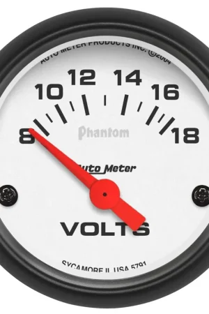 Money Back Guarantee Autometer 2-1/16" Voltmeter 8-18V Air-Core Phantom
