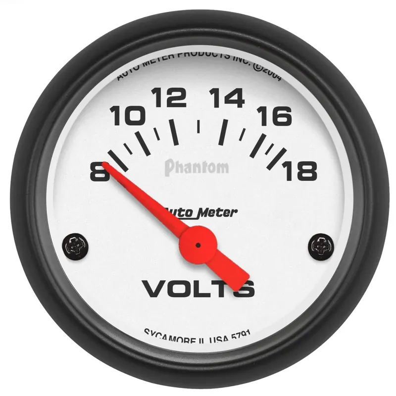 Money Back Guarantee Autometer 2-1/16" Voltmeter 8-18V Air-Core Phantom