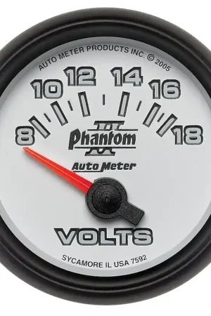 Autometer 2-1/16" Voltmeter 8-18V Air-Core Phantom II Time-Limited