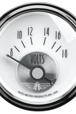 Autometer 2-1/16" Voltmeter 8-18V Air-Core Prestige Pearl Luxury
