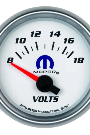 Autometer 2-1/16" Voltmeter 8-18V Air-Core White Mopar Instant Buy