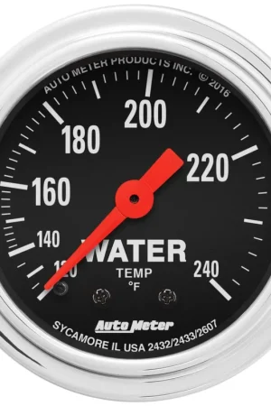 Autometer 2-1/16" Water Temperature 120-240 °F 6 Ft. Mechanical Traditional Chrome Professional Grade