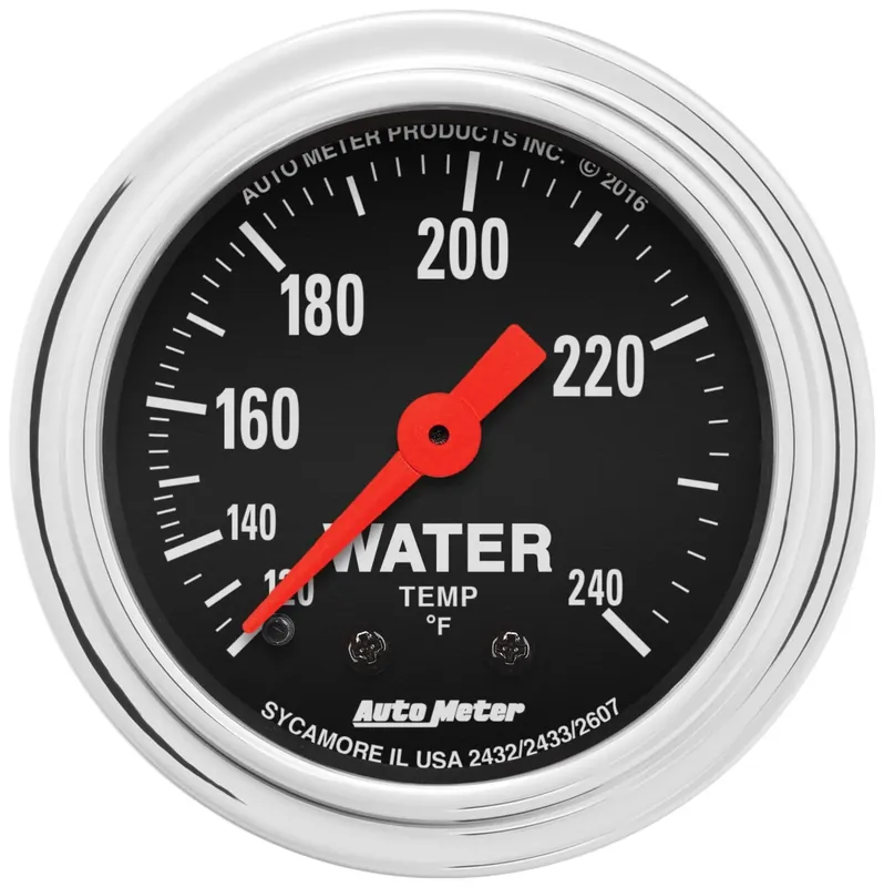 Autometer 2-1/16" Water Temperature 120-240 °F 6 Ft. Mechanical Traditional Chrome Professional Grade