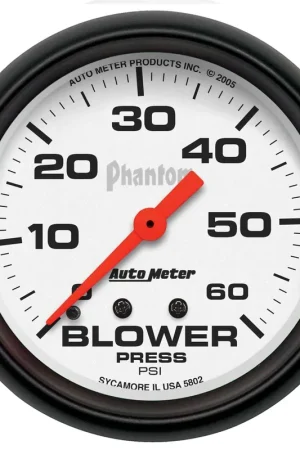 Free Delivery Autometer 2-5/8" Blower Pressure 0-60 PSI Mechanical Phantom