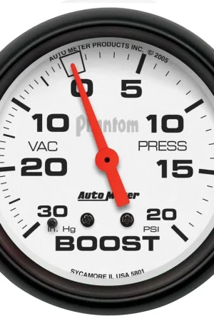 Autometer 2-5/8" Boost/Vacuum 30 In HG/20 PSI Mechanical Phantom Limited Edition