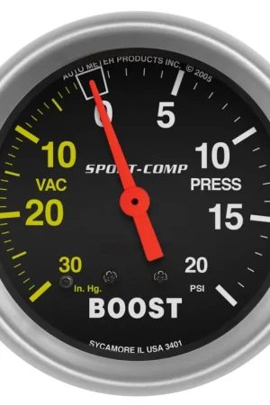 Autometer 2-5/8" Boost/Vacuum 30 In HG/20 PSI Mechanical Sport-Comp Weekend Sale