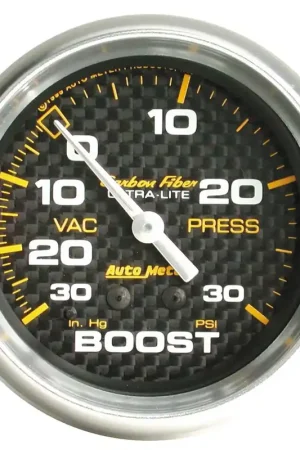 Trusted Brand Autometer 2-5/8" Boost/Vacuum 30 In HG/30 PSI Mechanical Carbon Fiber