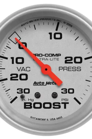 Autometer 2-5/8" Boost/Vacuum 30 In HG/30 PSI Mechanical Ultra-Lite One Day Deal