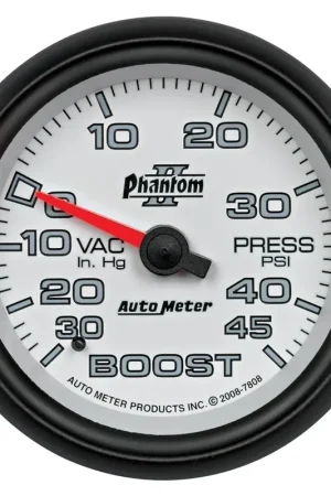 Price Drop Autometer 2-5/8" Boost/Vacuum 30 In HG/45 PSI Mechanical Phantom II