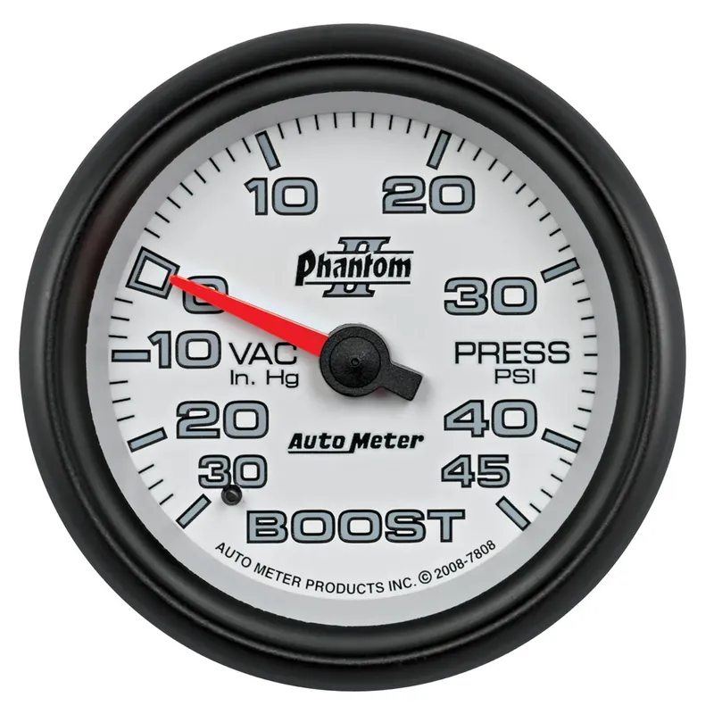 Price Drop Autometer 2-5/8" Boost/Vacuum 30 In HG/45 PSI Mechanical Phantom II