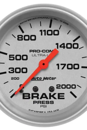 Autometer 2-5/8" Brake Pressure 0-2000 PSI Mechanical Ultra-Lite Limited Offer