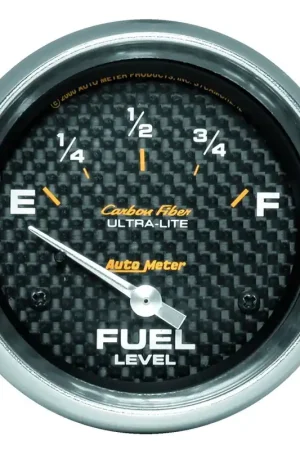 Autometer 2-5/8" Fuel Level 240-33 ohm Air-Core SSE Carbon Fiber Money Back Guarantee