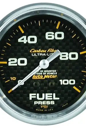 Autometer 2-5/8" Fuel Pressure 0-100 PSI Mechanical Carbon Fiber Weekend Sale