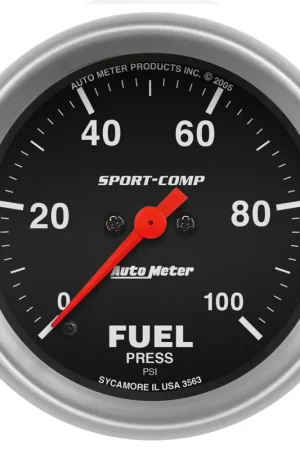 Autometer 2-5/8" Fuel Pressure 0-100 PSI Stepper Motor Sport-Comp Fan Favorite