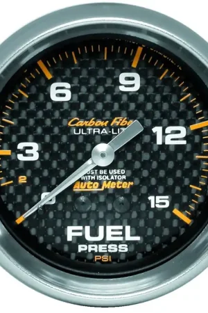 Grab Now Autometer 2-5/8" Fuel Pressure 0-15 PSI Mechanical Carbon Fiber