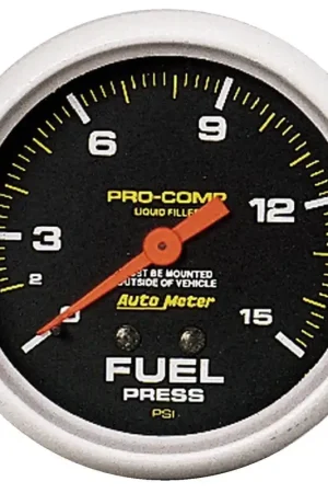 Autometer 2-5/8" Fuel Pressure 0-15 PSI Mechanical Liquid Filled Pro-Comp Cheap