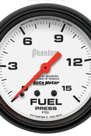 Buy Direct Autometer 2-5/8" Fuel Pressure 0-15 PSI Mechanical Phantom