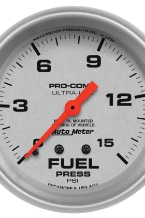 Limited Time Autometer 2-5/8" Fuel Pressure 0-15 PSI Mechanical Ultra-Lite