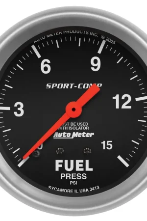 Hassle-Free Returns Autometer 2-5/8" Fuel Pressure w/Isolator 0-15 PSI Mechanical Sport-Comp