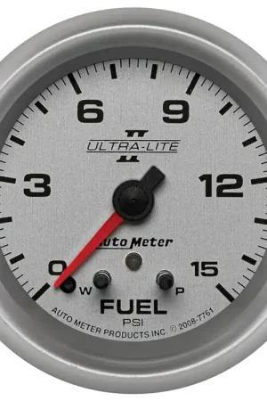 Buy Online Autometer 2-5/8" Fuel Pressure w/Peak & Warn 0-15 PSI Stepper Motor Ultra-Lite II